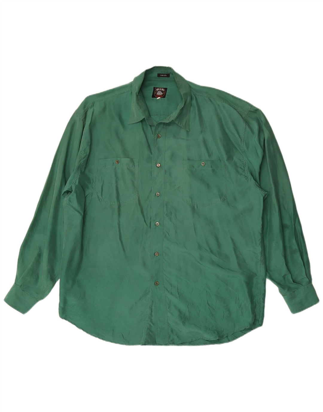 Sea & Sky Mens Shirt 2XL Green Silk