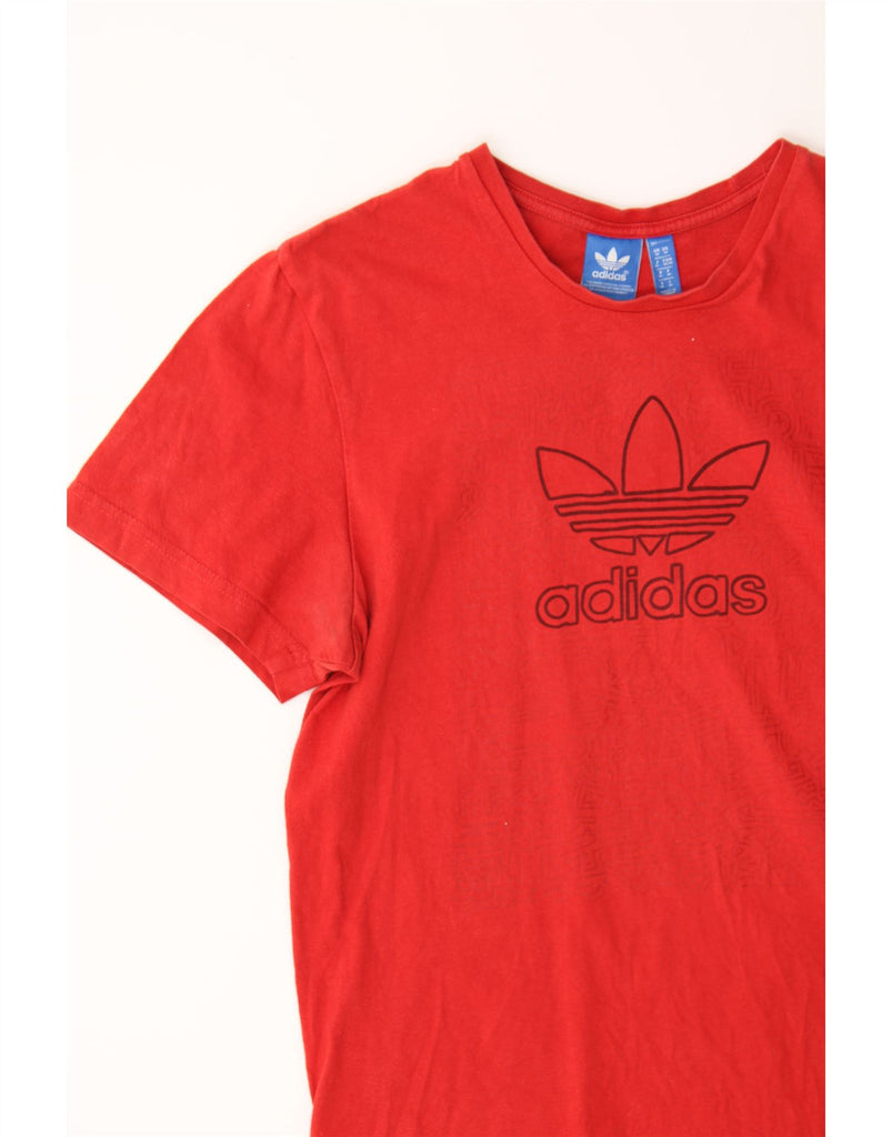 ADIDAS Womens Graphic T-Shirt Top UK 14 Medium Red Cotton Vintage Adidas and Second-Hand Adidas from Messina Hembry 