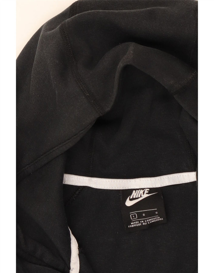 NIKE Womens Zip Hoodie Sweater UK 16 Large Black Cotton