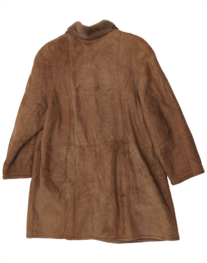 Skinni Womens Oversized Shearling Coat IT 50 XL Brown Shearling