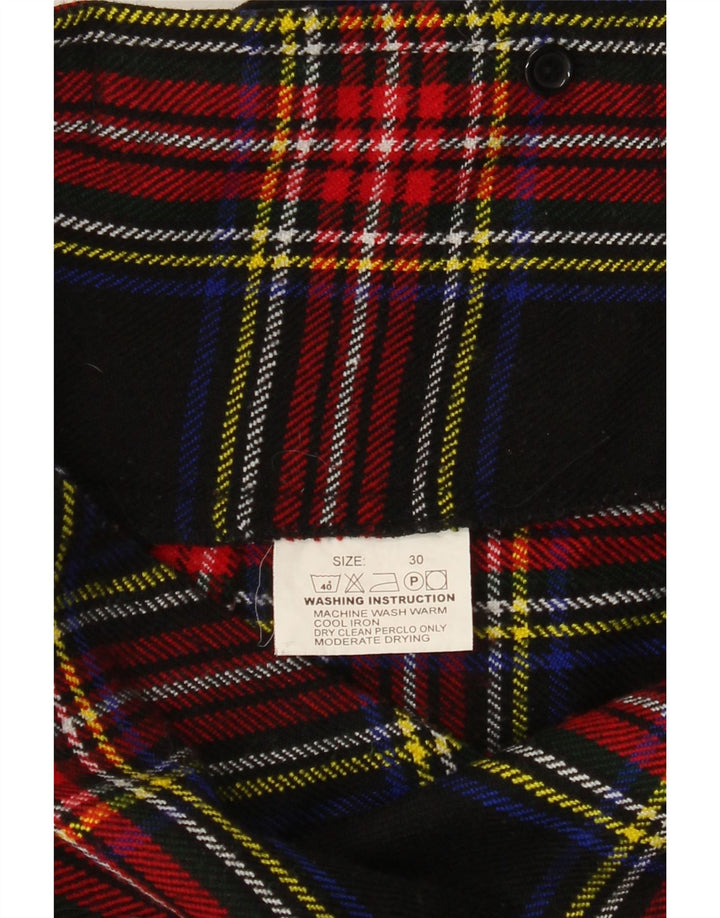 Vintage Womens Mini Wrap Skirt W30 Medium Navy Blue Plaid Acrylic