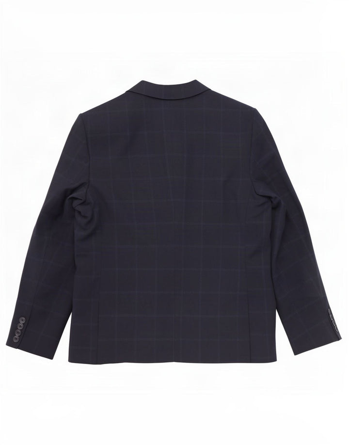 Zara Boys 2 Button Blazer Jacket 13-14 Years Navy Blue Check Polyester