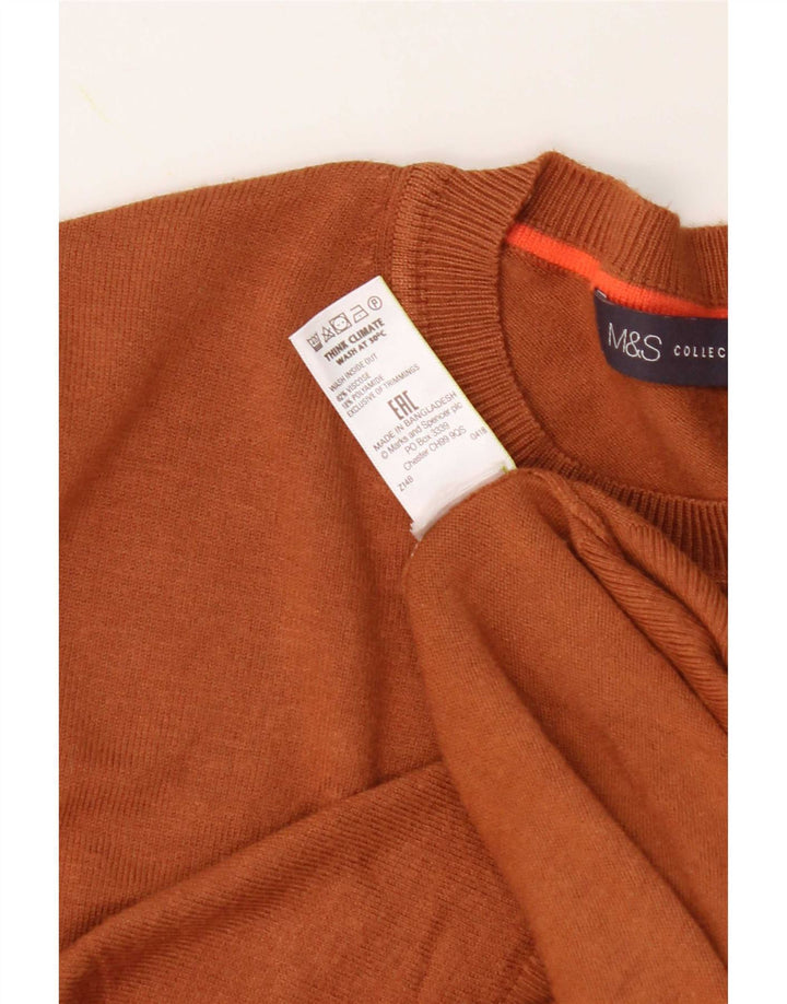 Marks & Spencer Womens Crew Neck Jumper Sweater UK 12 Medium Brown