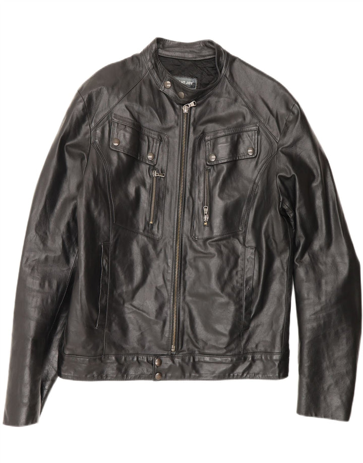 Vintage Mens Leather Jacket UK 40 Large Black Leather