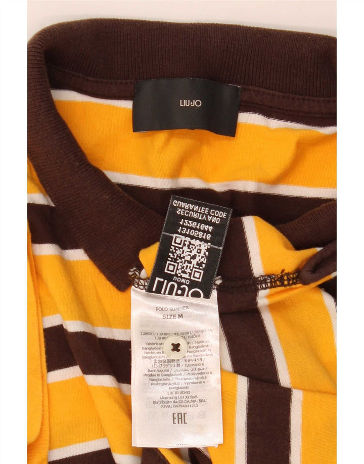 Liu Jo Mens Polo Shirt Medium Yellow Striped Cotton
