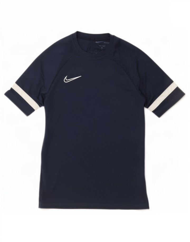 Nike Mens Dri Fit T-Shirt Top Medium Navy Blue Colourblock Polyester