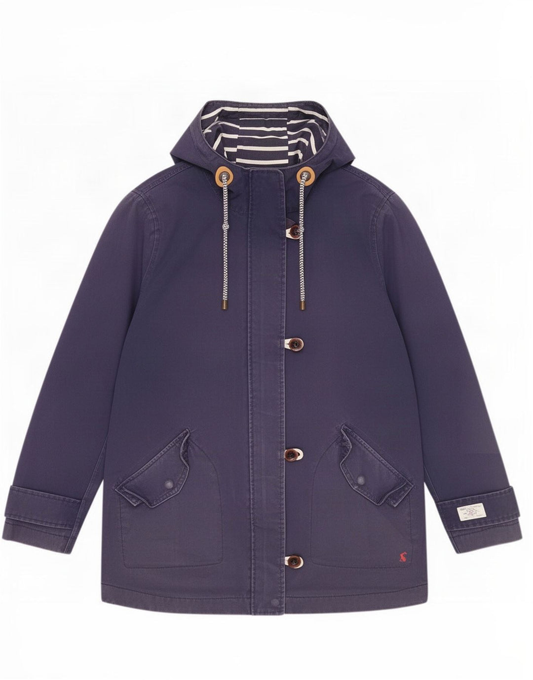 Joules Womens Hooded Rain Jacket UK 12 Medium Navy Blue Cotton