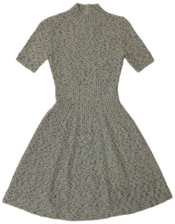 Vintage Womens Jumper Dress UK 8 Small Green Flecked