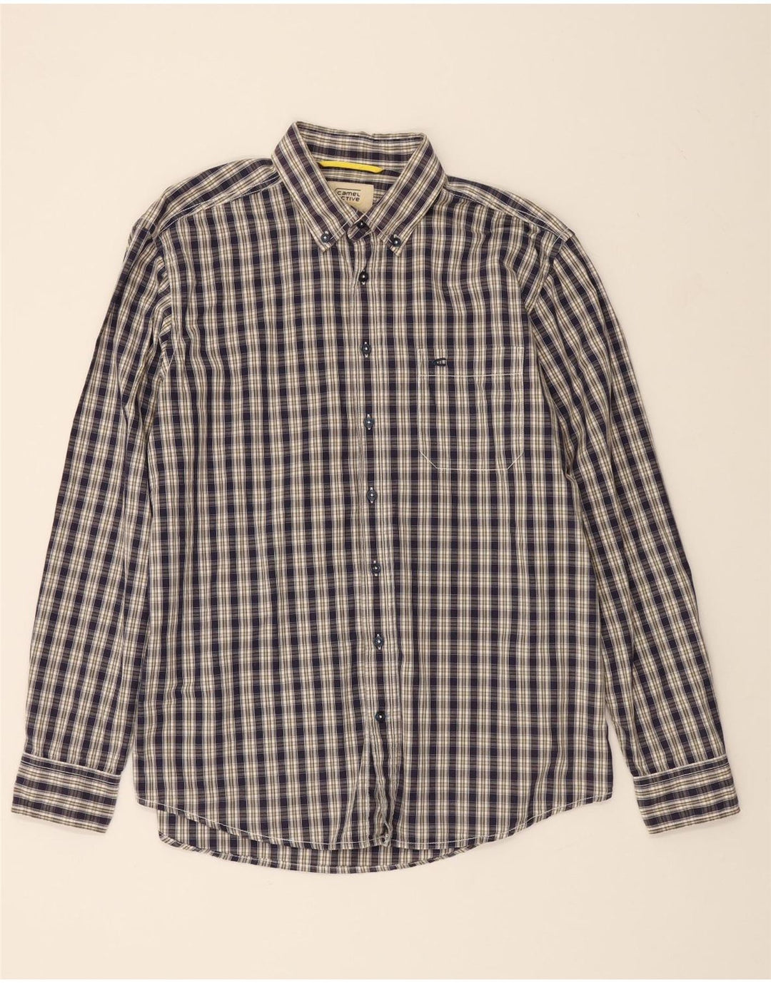 CAMEL ACTIVE Mens Flannel Shirt Large Navy Blue Check Cotton Vintage Camel Active and Second-Hand Camel Active from Messina Hembry 