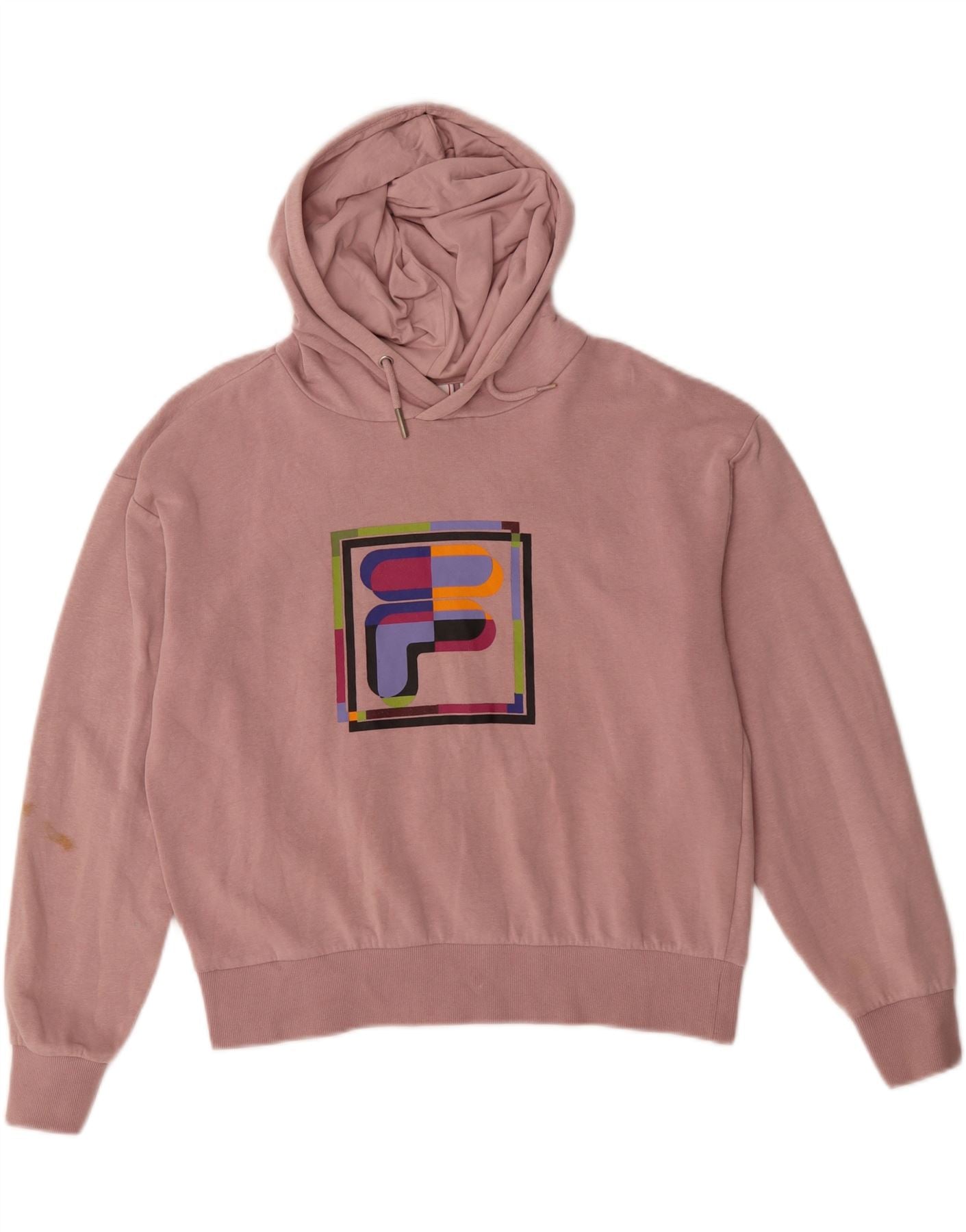 FILA Sweat à Capuche Graphique Femme UK 14 Coton Rose Moyen