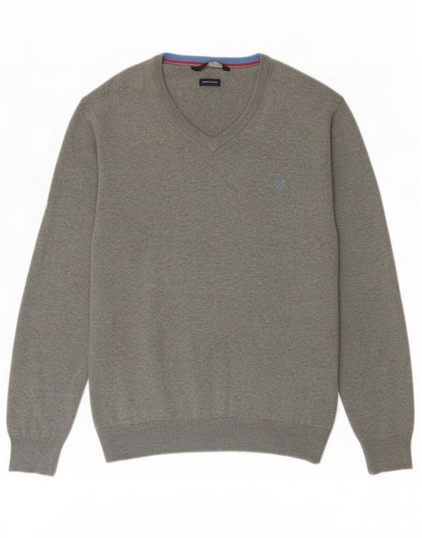 J. Crew Mens V-Neck Jumper Sweater 2XL Grey Cotton