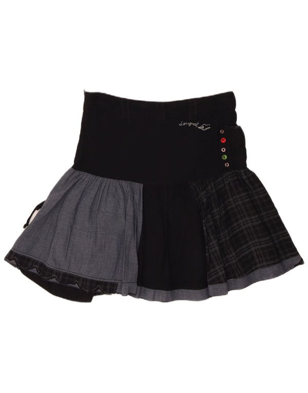 Desigual Womens Mini Skirt EU 38 Medium W30 Black Patchwork Viscose