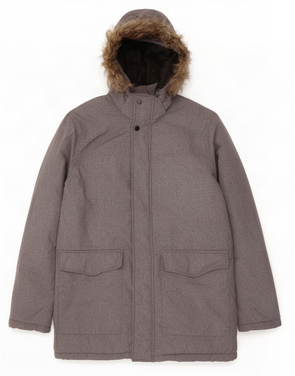 Jack & Jones Mens Hooded Parka Jacket UK 38 Medium Grey