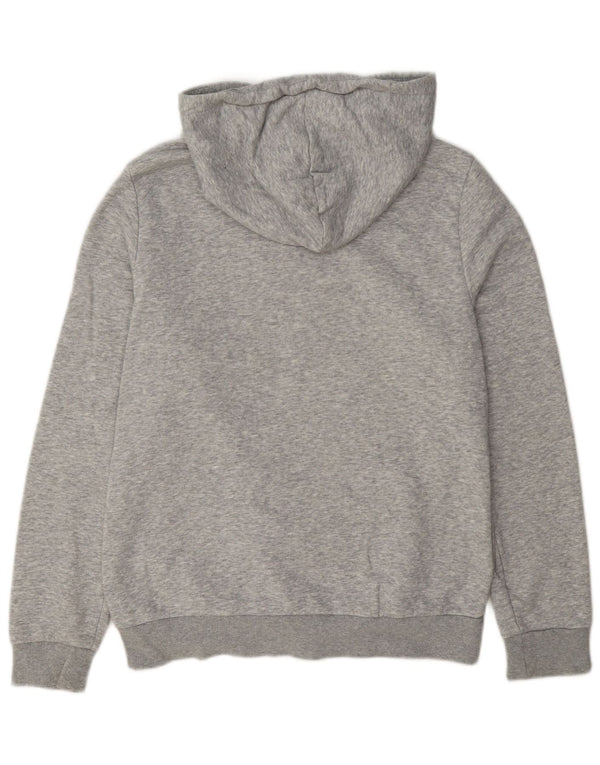 Adidas Womens Graphic Hoodie Jumper UK 12/14 Medium Grey Flecked Cotton