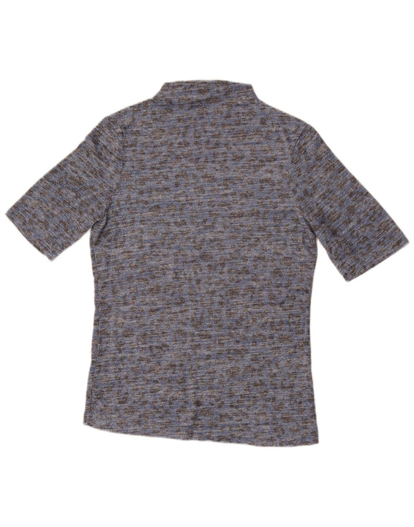 Marks & Spencer Womens T-Shirt Top UK 12 Medium  Blue Animal Print Viscose