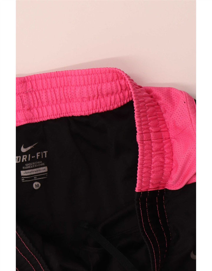 Nike Womens Dri Fit Sport Shorts UK 12 Medium Black Colourblock Polyester