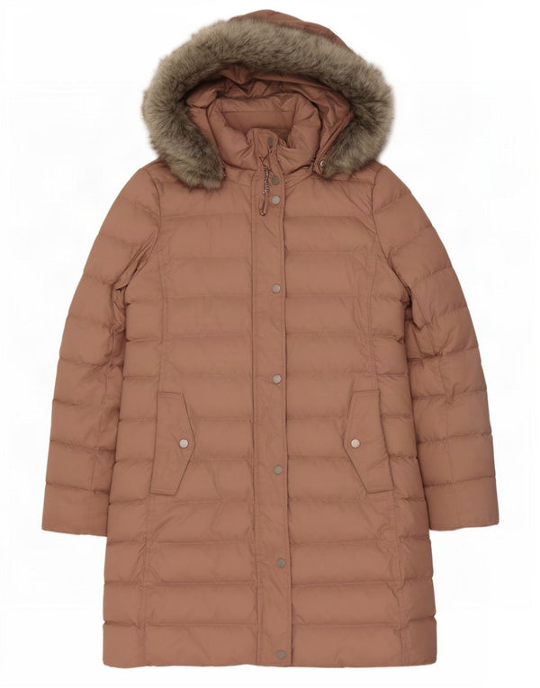 Tommy Hilfiger Womens Hooded Padded Coat UK 14 Large Pink Polyester
