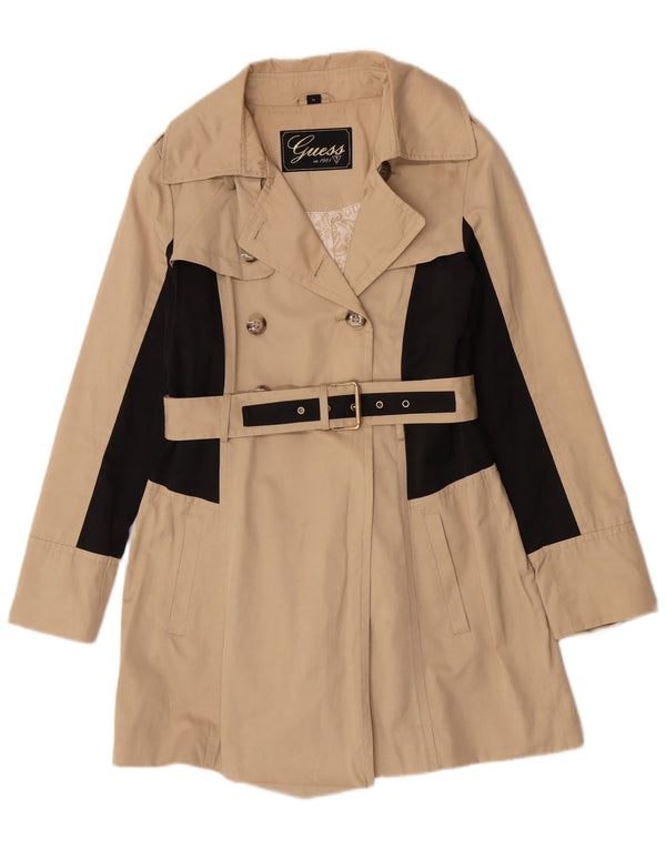 Guess Womens Trench Coat UK 12 Medium Beige Colourblock Cotton