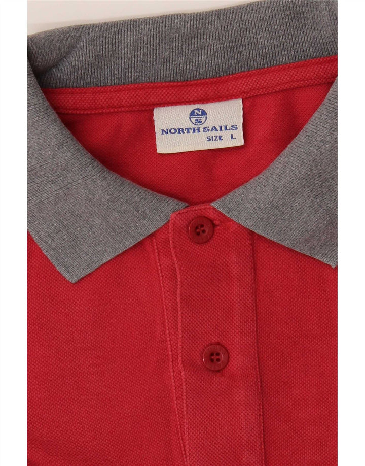 North Sails Mens Graphic Polo Shirt Large Red Colourblock