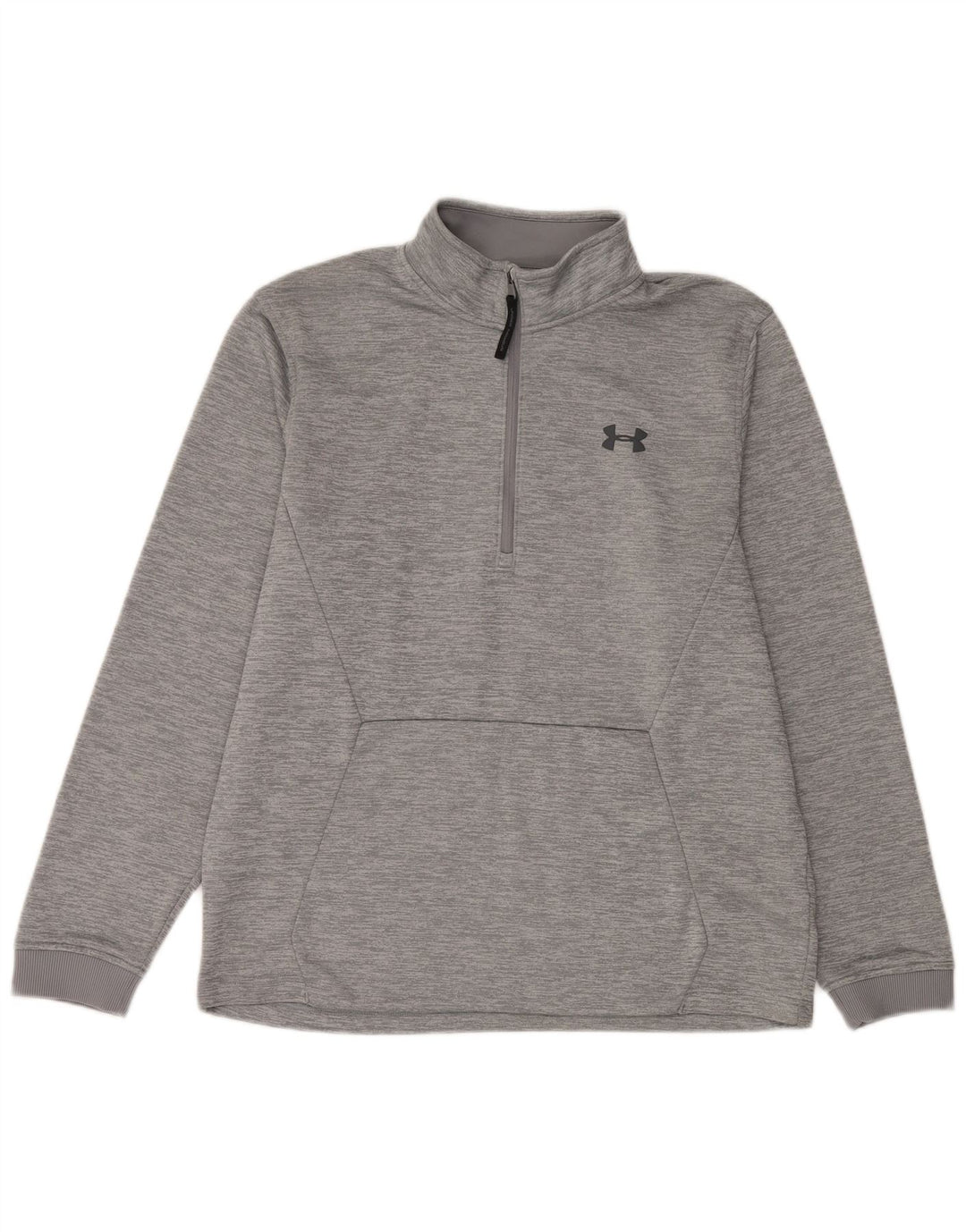 Under Armour Mens Graphic Zip Neck Sweatshirt Jumper Large Grey Flecked