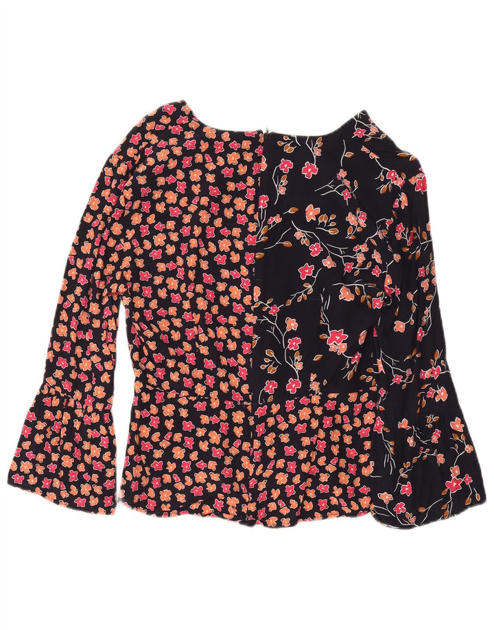 FRENCH CONNECTION Womens Crop Blouse Top UK 8 Small Navy Blue Floral