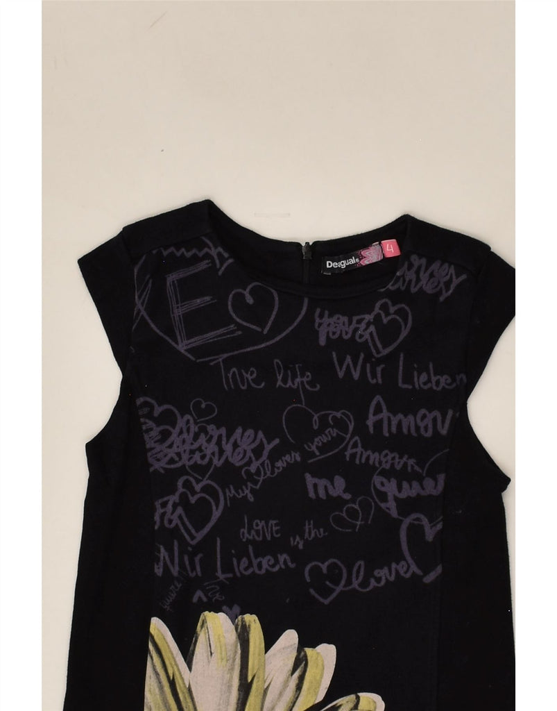 DESIGUAL Girls Sleeveless Graphic Basic Dress 3-4 Years Black Cotton | Vintage Desigual | Thrift | Second-Hand Desigual | Used Clothing | Messina Hembry 