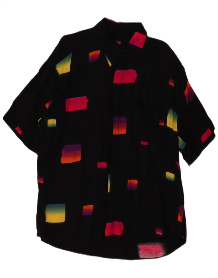 Tipo' S Mens Short Sleeve Shirt 2XL Black Geometric Viscose