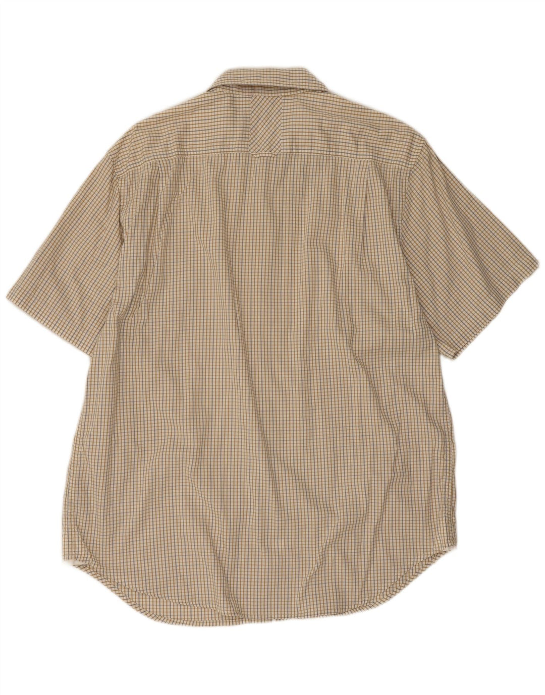 Guess Mens Short Sleeve Shirt XL Beige Gingham Cotton