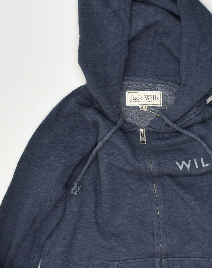 JACK WILLS Womens Zip Hoodie Sweater UK 6 XS  Navy Blue Cotton | Vintage Jack Wills | Thrift | Second-Hand Jack Wills | Used Clothing | Messina Hembry 