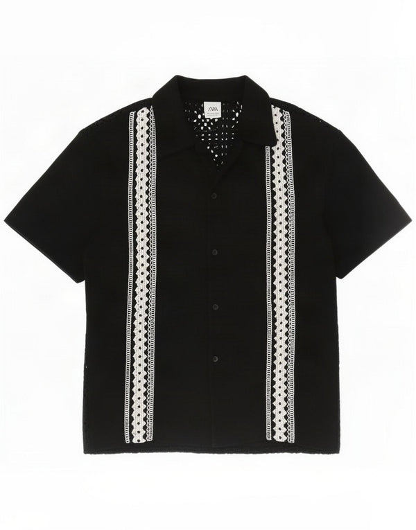 Zara Mens Short Sleeve Shirt Small Black Geometric