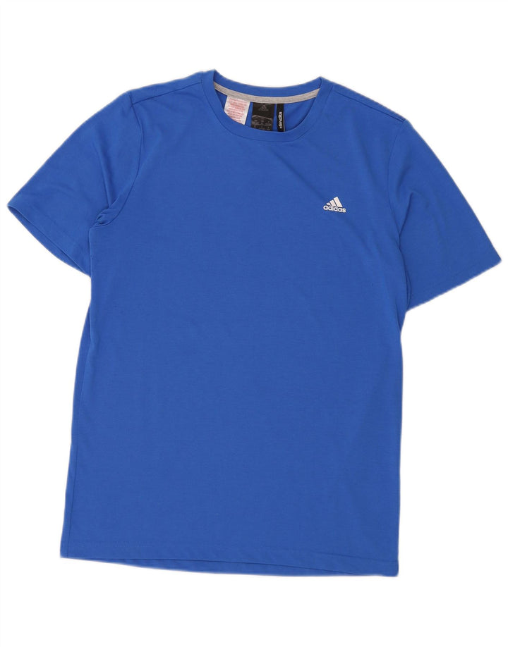 ADIDAS Boys Climalite T-Shirt Top 15-16 Years Blue Polyester