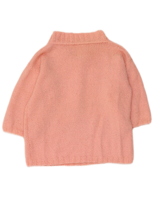 Vintage Womens 3/4 Sleeve Turtle Neck Jumper Sweater UK 14 Medium Pink