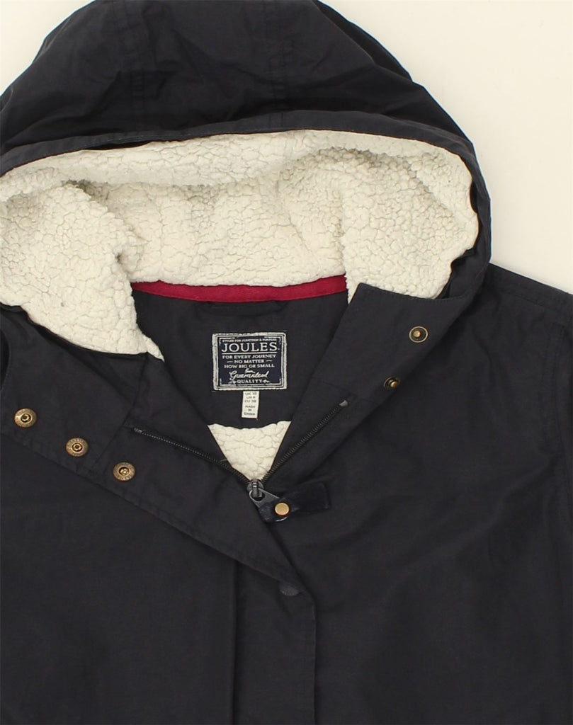 JOULES Womens Sherpa Parka Jacket UK 10 Small Black Cotton | Vintage Joules | Thrift | Second-Hand Joules | Used Clothing | Messina Hembry 