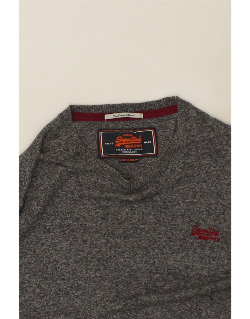 SUPERDRY Mens Crew Neck Jumper Sweater XL Grey Flecked Cotton | Vintage Superdry | Thrift | Second-Hand Superdry | Used Clothing | Messina Hembry 