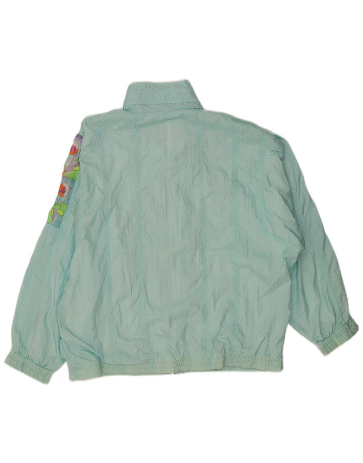 Diadora Womens Oversized Tracksuit Top Jacket UK 14 Medium Blue Floral