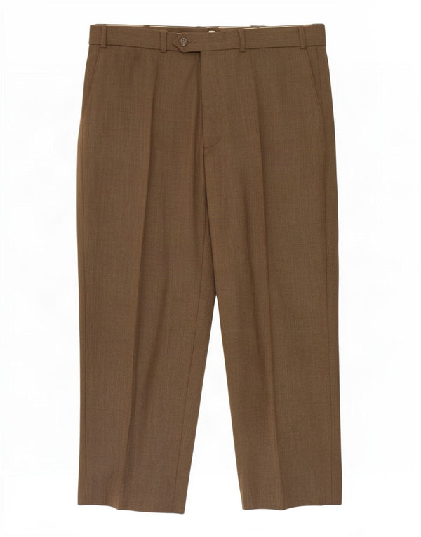 Marks & Spencer Mens Straight Suit Trousers W38 L29 Khaki Polyester