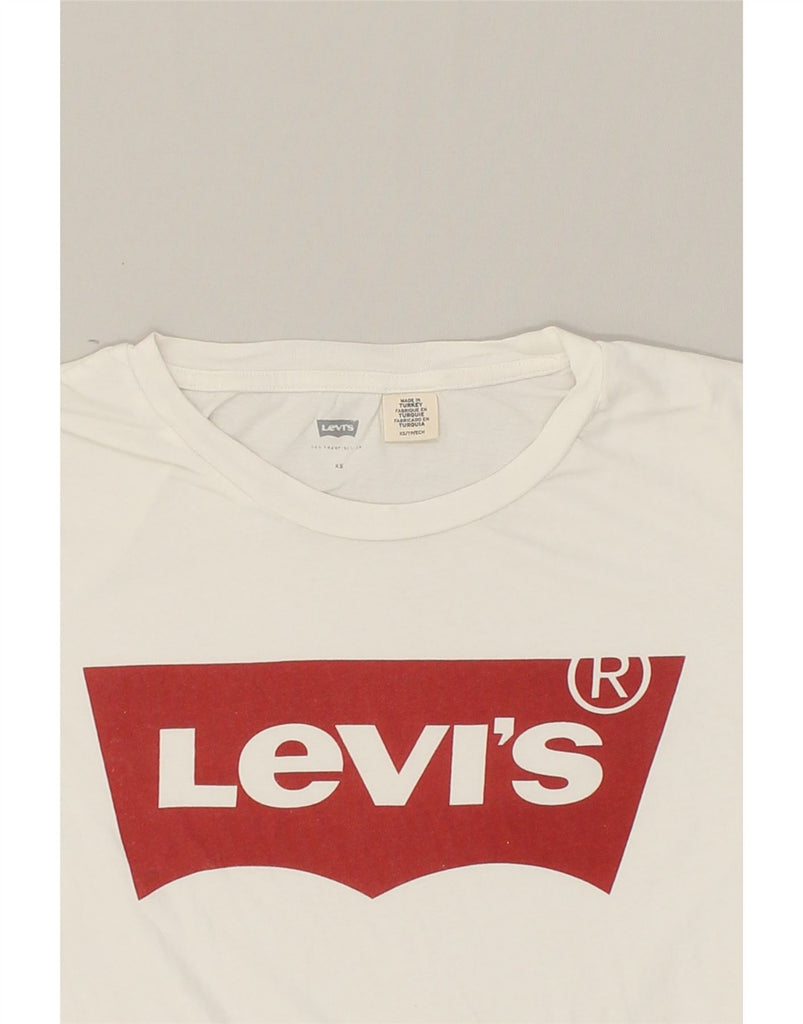 LEVI'S Womens Graphic T-Shirt Top UK 6 XS White | Vintage Levi's | Thrift | Second-Hand Levi's | Used Clothing | Messina Hembry 