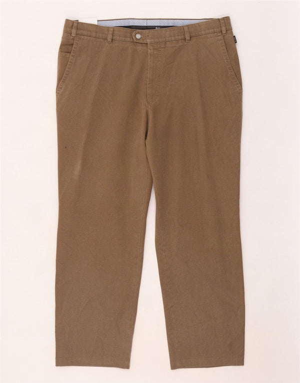 Bugatti Mens Straight Suit Trousers IT 56 3XL W46 L29 Beige Cotton