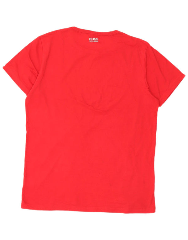Hugo Boss Mens Graphic T-Shirt Top Large Red Cotton