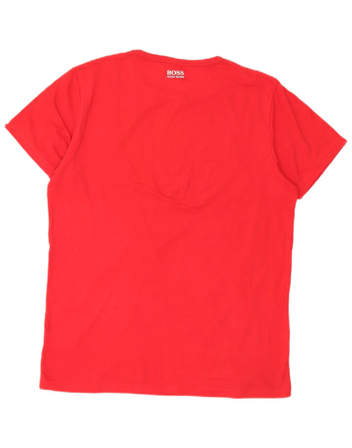 Hugo Boss Mens Graphic T-Shirt Top Large Red Cotton