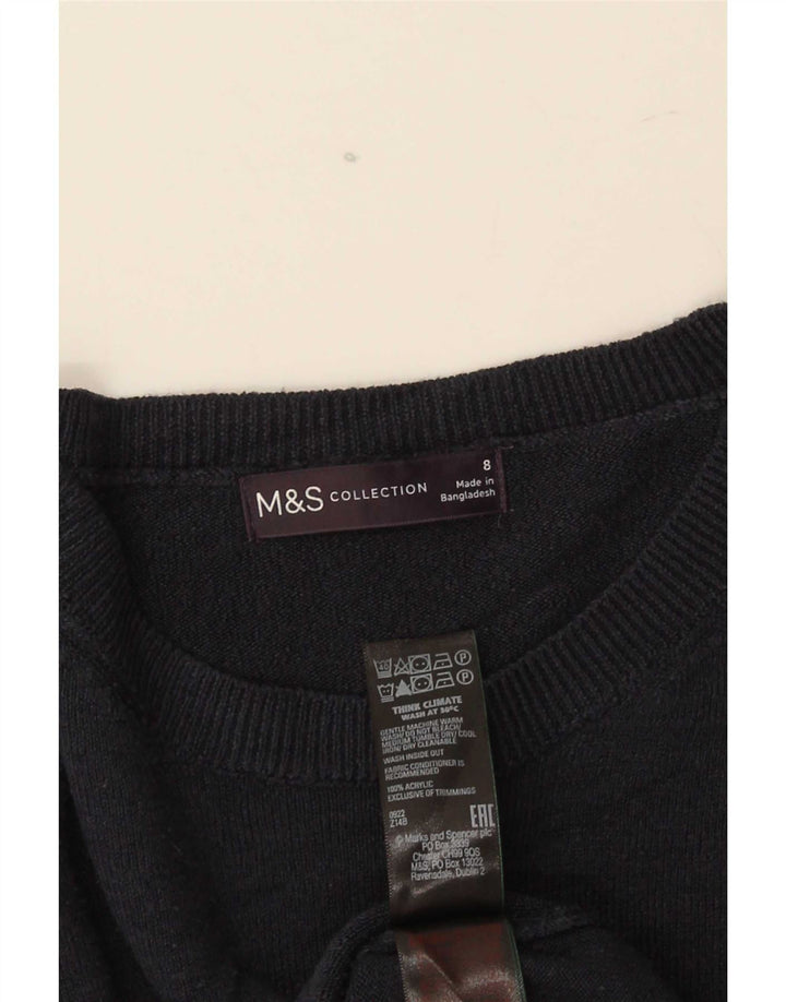 Marks & Spencer Womens Boat Neck Jumper Sweater UK 8 Small Navy Blue