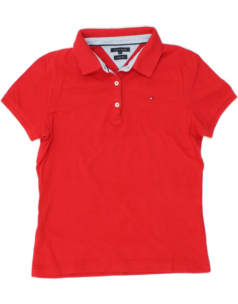 TOMMY HILFIGER Womens Classic Fit Polo Shirt UK 12 Medium Red Cotton | Vintage Tommy Hilfiger | Thrift | Second-Hand Tommy Hilfiger | Used Clothing | Messina Hembry 