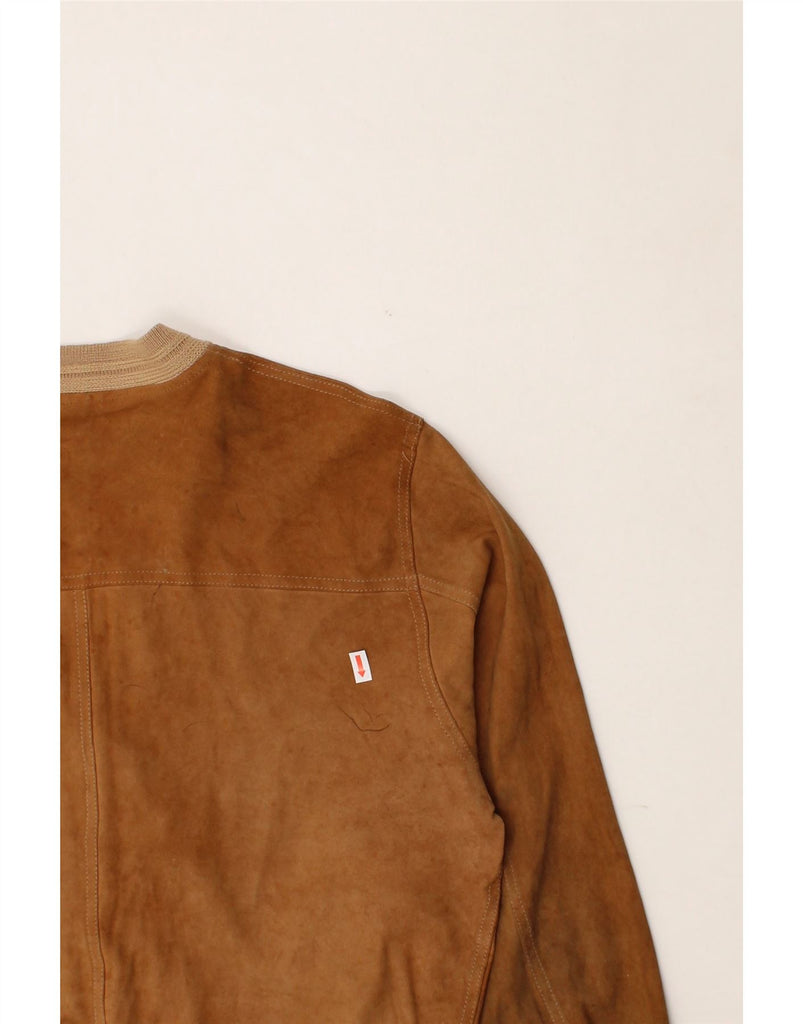 VINTAGE Womens Suede Bomber Jacket UK 12 Medium Brown Leather Vintage Vintage and Second-Hand Vintage from Messina Hembry 