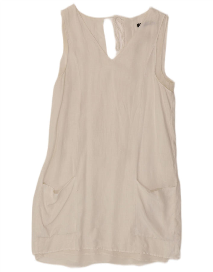 Zara Womens Sleeveless Shift Dress UK 10 Small White Linen