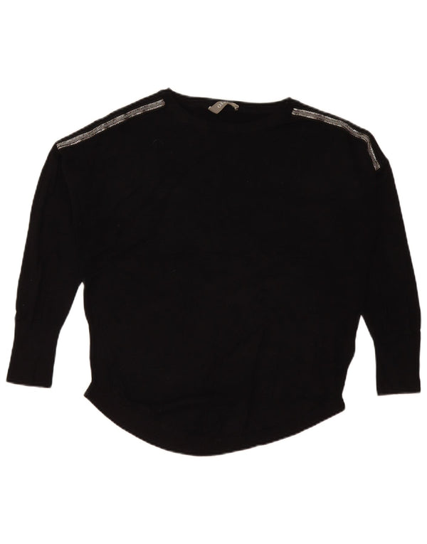 Oasis Womens Oversized Boat Neck Jumper Sweater UK 10 Small Black Viscose