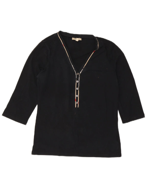 Burberry Womens Top 3/4 Sleeve UK 14 Large Black