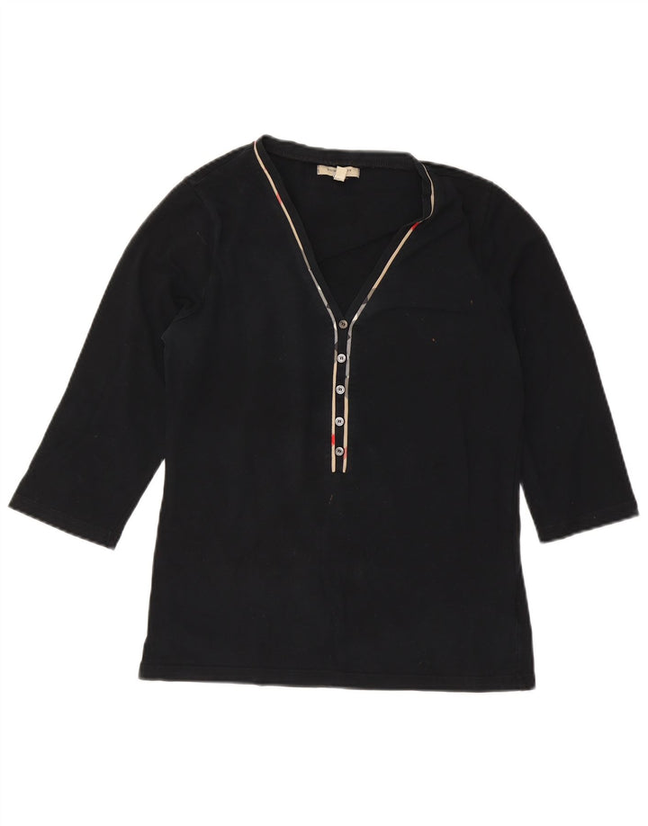 Burberry Womens Top 3/4 Sleeve UK 14 Large Black