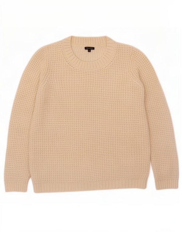 Massimo Dutti Womens Crew Neck Jumper Sweater UK 16 Large Off White Acrylic