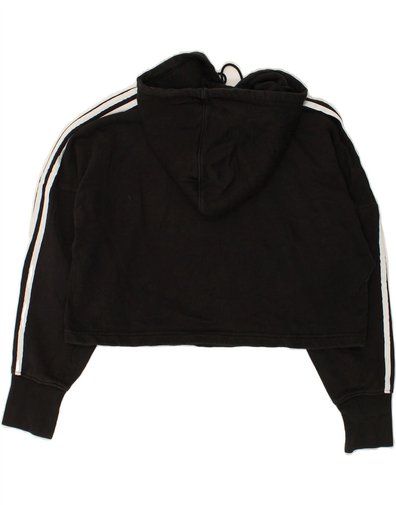 ADIDAS Womens Crop Oversized Hoodie Jumper UK 6 XS  Black | Vintage Adidas | Thrift | Second-Hand Adidas | Used Clothing | Messina Hembry 