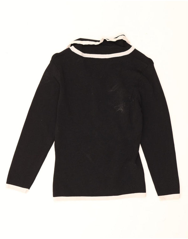 Zara Womens Crop 3/4 Sleeve Cardigan Sweater UK 8 Small Black Colourblock